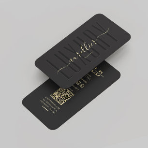 Carte De Visite Élégant Design moderne de luxe Monogramme Or noir