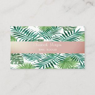 Carte De Visite Élégant Design Moderne, Feuilles Tropical Palm