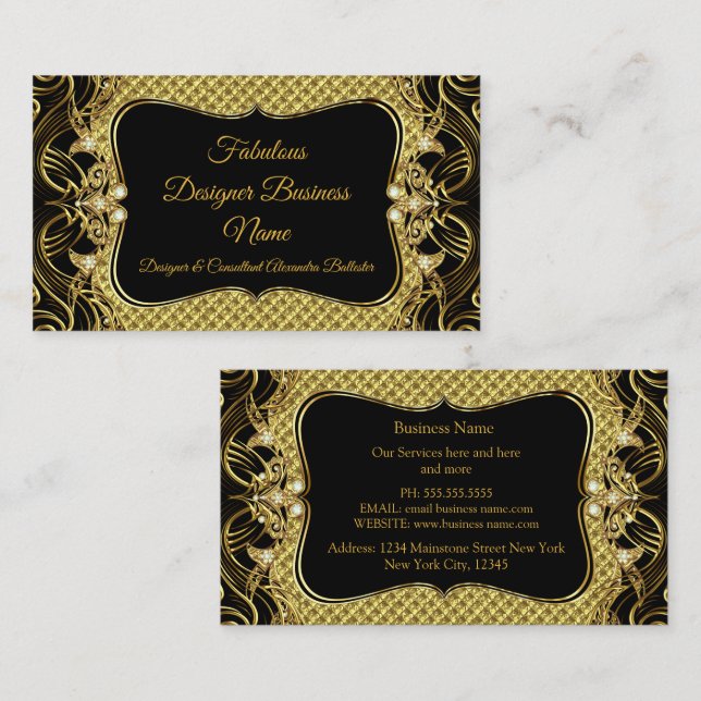 Carte De Visite Elégant design moderne Gold Noir Designer (Devant / Derrière)