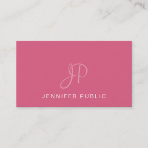 Carte De Visite Elégant Design Monogrammé Tendance Blush Pink Plai
