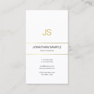 Carte De Visite Elégant Design Monogrammé tendance Gold Striped