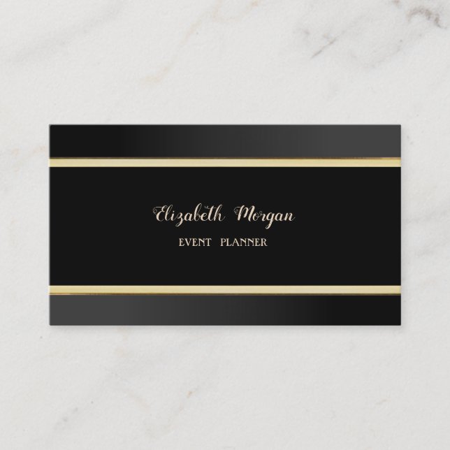 Carte De Visite Élégant Design Simple, Noir, Grandes (Devant)