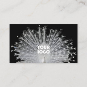 Carte De Visite Élégant design unique Peacock Blanc noir et logo