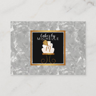 Carte de visite élégant d'or/gâteau blanc de no