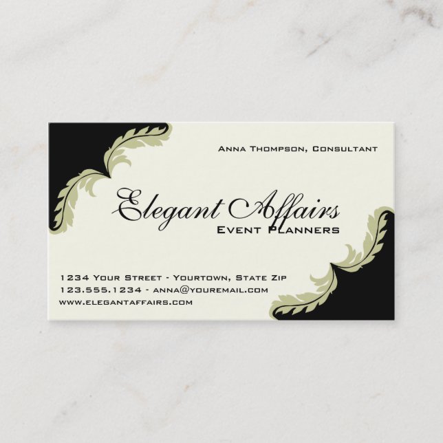 Carte de visite élégant d'organisateur (Devant)
