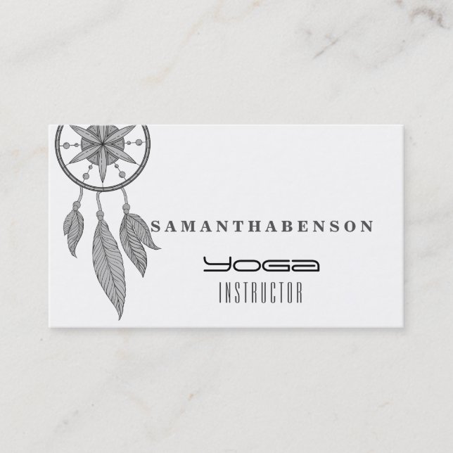 Carte De Visite Elégant Dream Catcher Feathers Yoga Instructor (Devant)