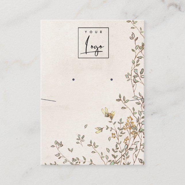 Carte De Visite Élégant Dusky Floral Vine Logo Élevant Collier (Devant)