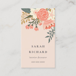 Carte De Visite Élégant Dusky Orange Blush Rose Ambrosia Floral