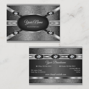 Carte De Visite Elégant effet Argent Motif et Faux Rhinestones