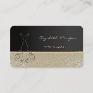 Carte De Visite Élégant  Élégant Chic,Damas,Noir,Robe