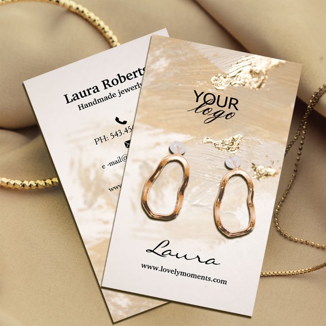 Carte De Visite Élégant Élégant Élégant Écran d'oreille (Modern Elegant Gold Foil Earring Display Business Card #zazzlemade #goldfoil #abstractearringdisplay)