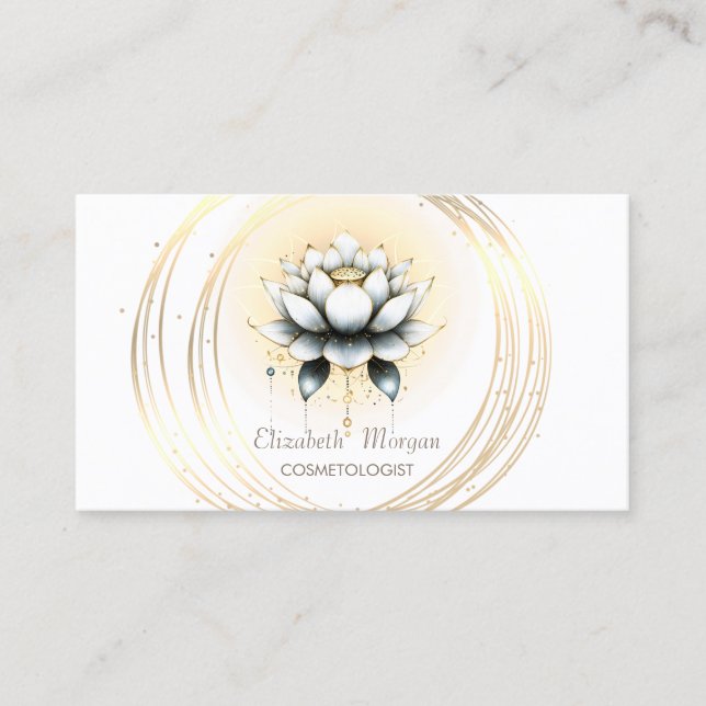 Carte De Visite Élégant, élégant et élégant Cercles d'or Lotus Bla (Devant)