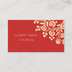 Carte De Visite Élégant élégant, Rouge, Dentelle