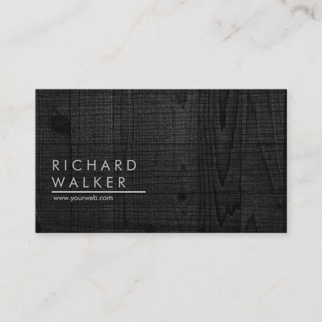 Carte De Visite Élégant en bois noir minimal moderne professionnel (Devant)