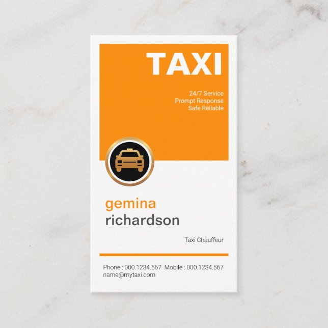 Carte De Visite Élégant Energetic Simple Carré Placard Taxi (Devant)