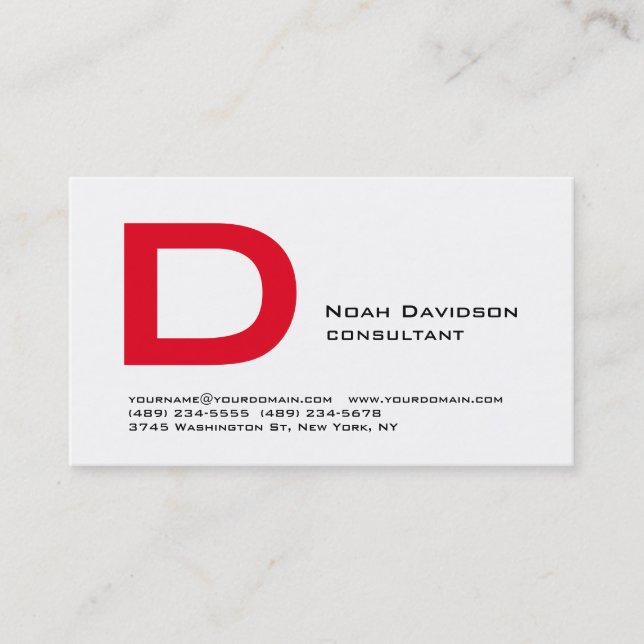 Carte De Visite Élégant et tendance blanc Monogramme professionnel (Devant)