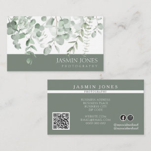Carte De Visite Élégant Eucalyptus Aquarelle Vert Sauge