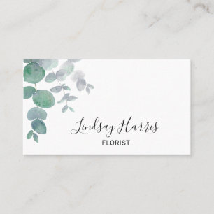 Carte De Visite Elégant Eucalyptus Vert fleuriste