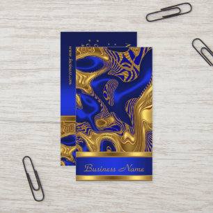 Carte de visite Élégant Exotique Bleu Or Abstrait 