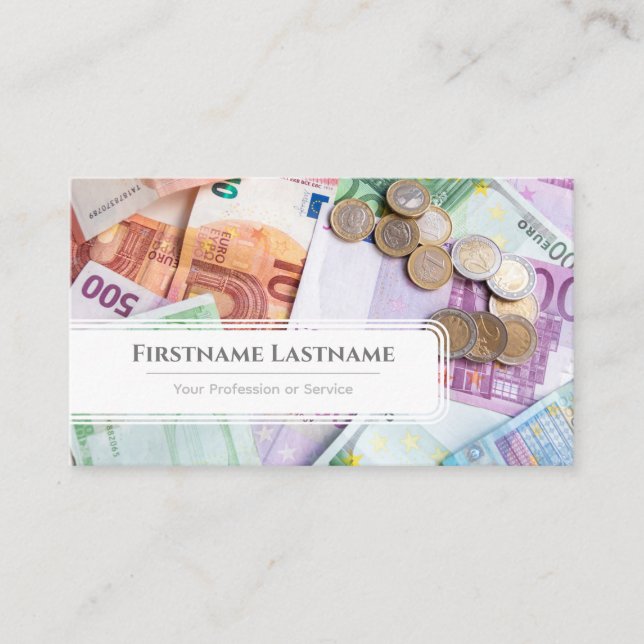 Carte De Visite Elégant expert financier en monnaie euro blanc (Devant)