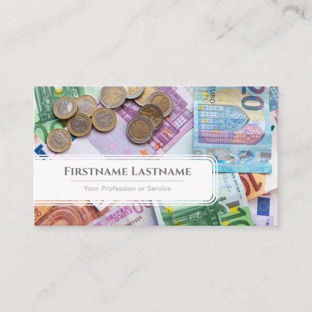 Carte De Visite Elégant expert financier en monnaie euro blanc (Devant)