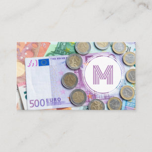 Carte De Visite Elégant expert financier en monnaie euro blanc