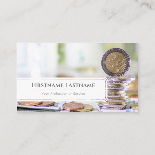 Carte De Visite Elégant expert financier en monnaie euro blanc (Devant)