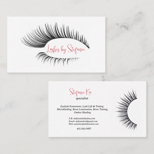Carte De Visite Élégant Eyelash Extensions/Cartes de visite de tei (Devant / Derrière)