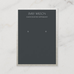 CARTE DE VISITE ÉLÉGANT FAUX ARGENT NOIR BORDER EARRÊT AFFICHAGE