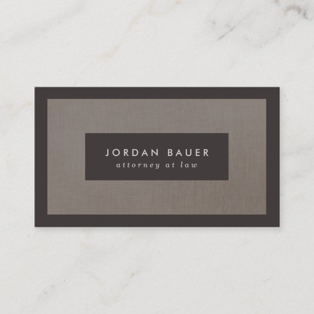 Carte De Visite Elégant Faux Brown Linen Professional (Devant)