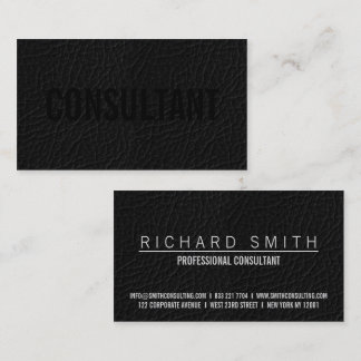 Carte De Visite Elégant faux chic cuir noir professionnel plaine
