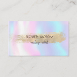 Carte De Visite Élégant Faux Gold Brosse Stroke, Holographique