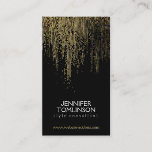 Carte De Visite Elégant Faux Gold Confetti Dots Motif Black II
