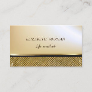 Carte De Visite Élégant Faux Gold élégant, Séquins d'or chatoyants