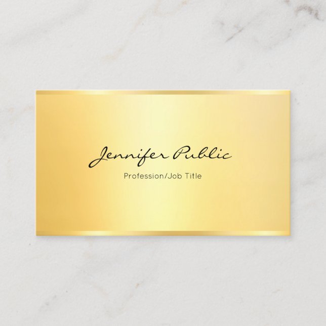 Carte De Visite Élégant Faux Gold Minimalist personnalisé (Devant)