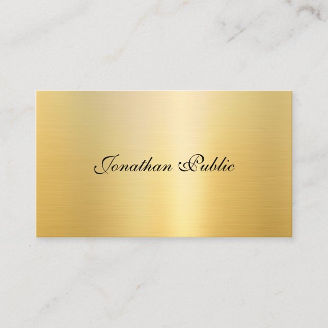 Carte De Visite Elégant Faux Gold Moderne Nom manuscrit Modèle (Devant)