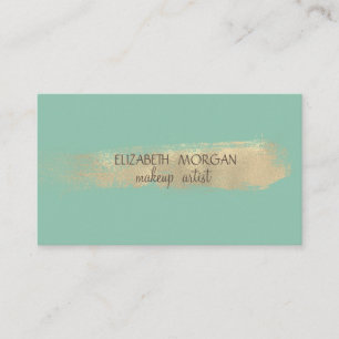 Carte De Visite Élégant Faux Gold Pinceau de pinceau, Vert de ment