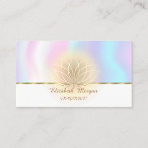 Carte De Visite Elégant Faux Gold Stripe, Lotus, Holographique