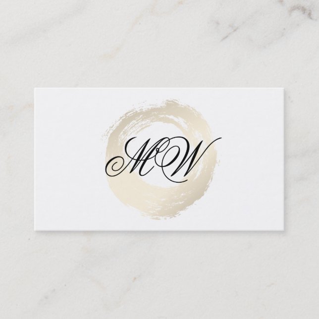Carte De Visite Élégant Faux Platinum Brossé Fancy Monogramme (Devant)