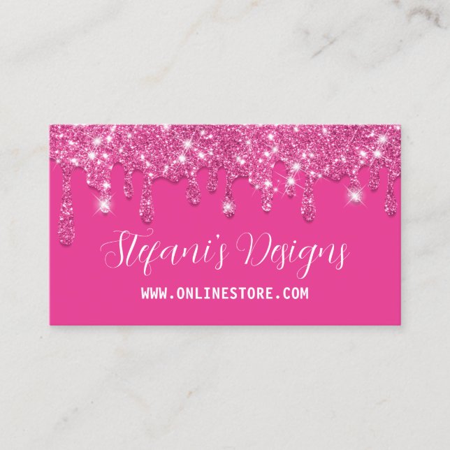 Carte De Visite Élégant Faux Rose Chaud parties scintillant Drives (Devant)