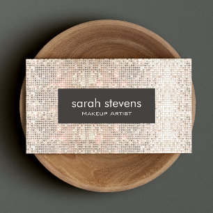 Carte De Visite Élégant Faux Séquins Argent Beauté Mode Rétro