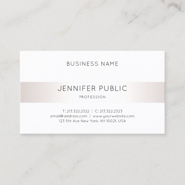 Carte De Visite Élégant Faux Silver Plain Luxe Moderne Chic (Devant)