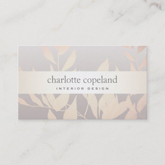 Carte De Visite Élégant Feuille chic Design d'intérieur Nature Tau (Devant)