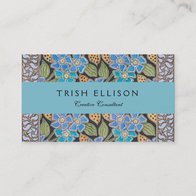 Carte De Visite Élégant Fleur Bleu Périwinkle Floral Classic (Devant)