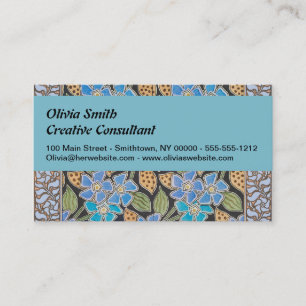Carte De Visite Élégant Fleur Bleu Périwinkle Floral Classic