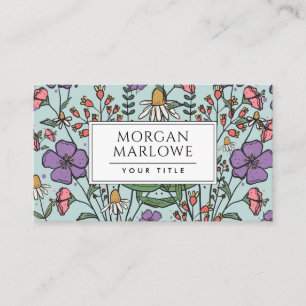 Carte De Visite Élégant Fleur sauvage botanique floral Boho