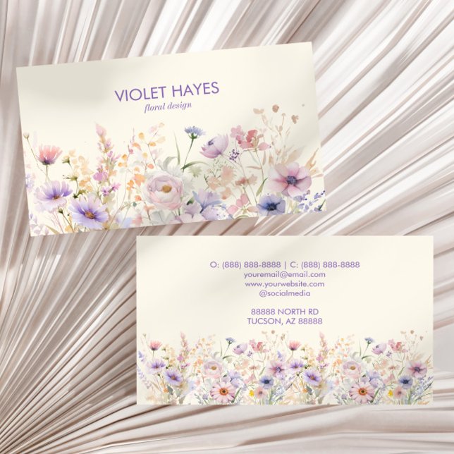 Carte De Visite Élégant Fleur sauvage Fleur sauvage Floral Custom (Créateur téléchargé)