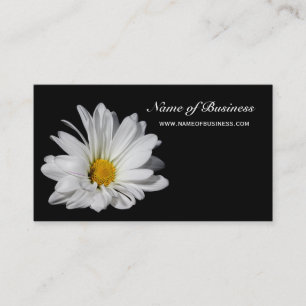 Carte De Visite Elégant floral Belle marguerite blanche sur noir