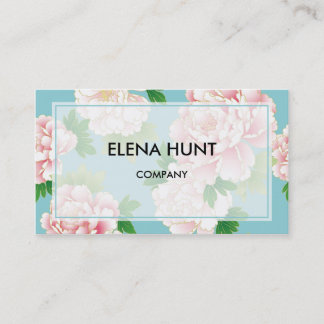Carte De Visite Elegant Floral Cyan