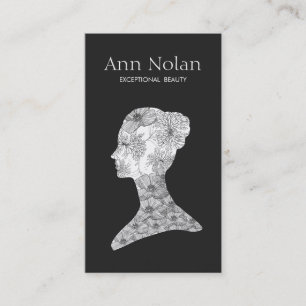 Carte De Visite Elégant Floral Girl Styliste et salon de coiffure